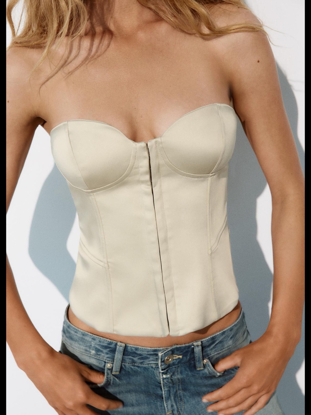 SATIN EFFECT SWEETHEART CORSET TOP